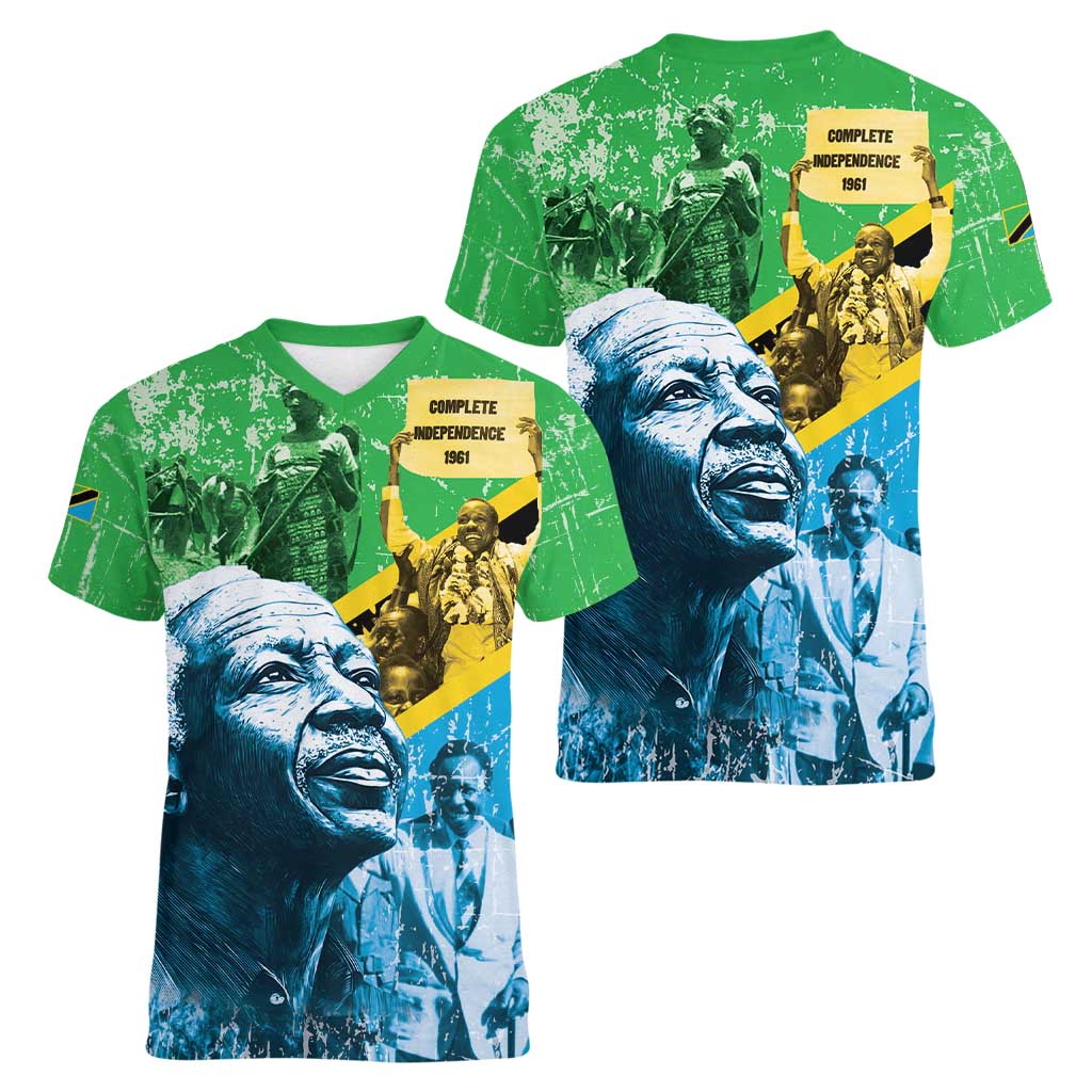 Happy Tanzania Nyerere Day Women V-Neck T-Shirt One Nation - One People - Wonder Print Shop