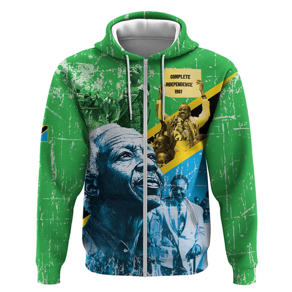 Happy Tanzania Nyerere Day Zip Hoodie One Nation - One People - Wonder Print Shop