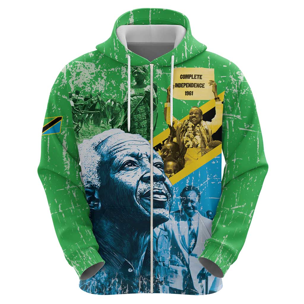 Happy Tanzania Nyerere Day Zip Hoodie One Nation - One People - Wonder Print Shop