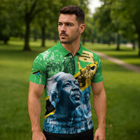 Happy Tanzania Nyerere Day Zipper Polo Shirt One Nation - One People - Wonder Print Shop