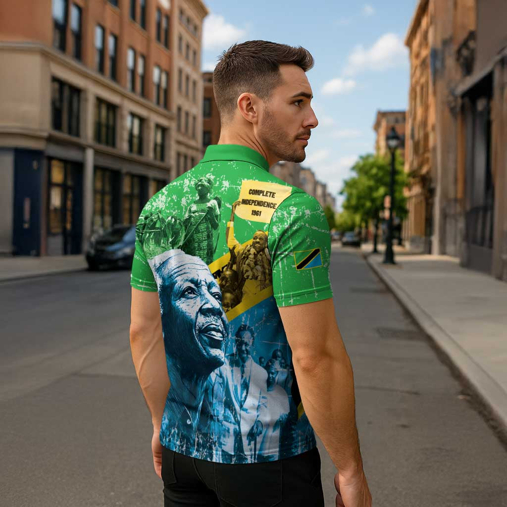 Happy Tanzania Nyerere Day Zipper Polo Shirt One Nation - One People - Wonder Print Shop