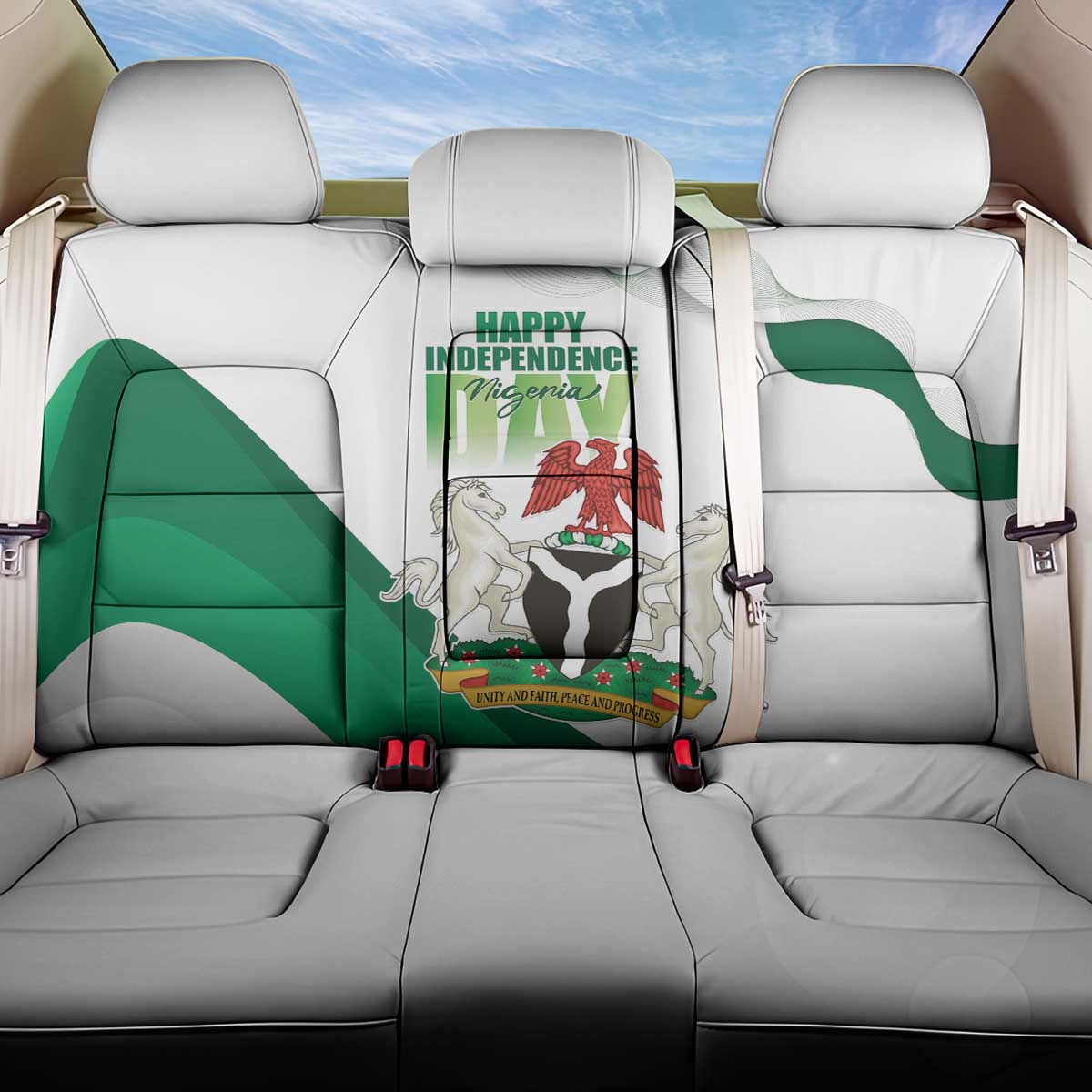 Nigeria Independence Day Back Car Seat Cover Unity and Faith Peace and Progress - Wonder Print Shop