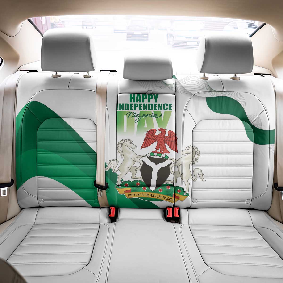 Nigeria Independence Day Back Car Seat Cover Unity and Faith Peace and Progress - Wonder Print Shop