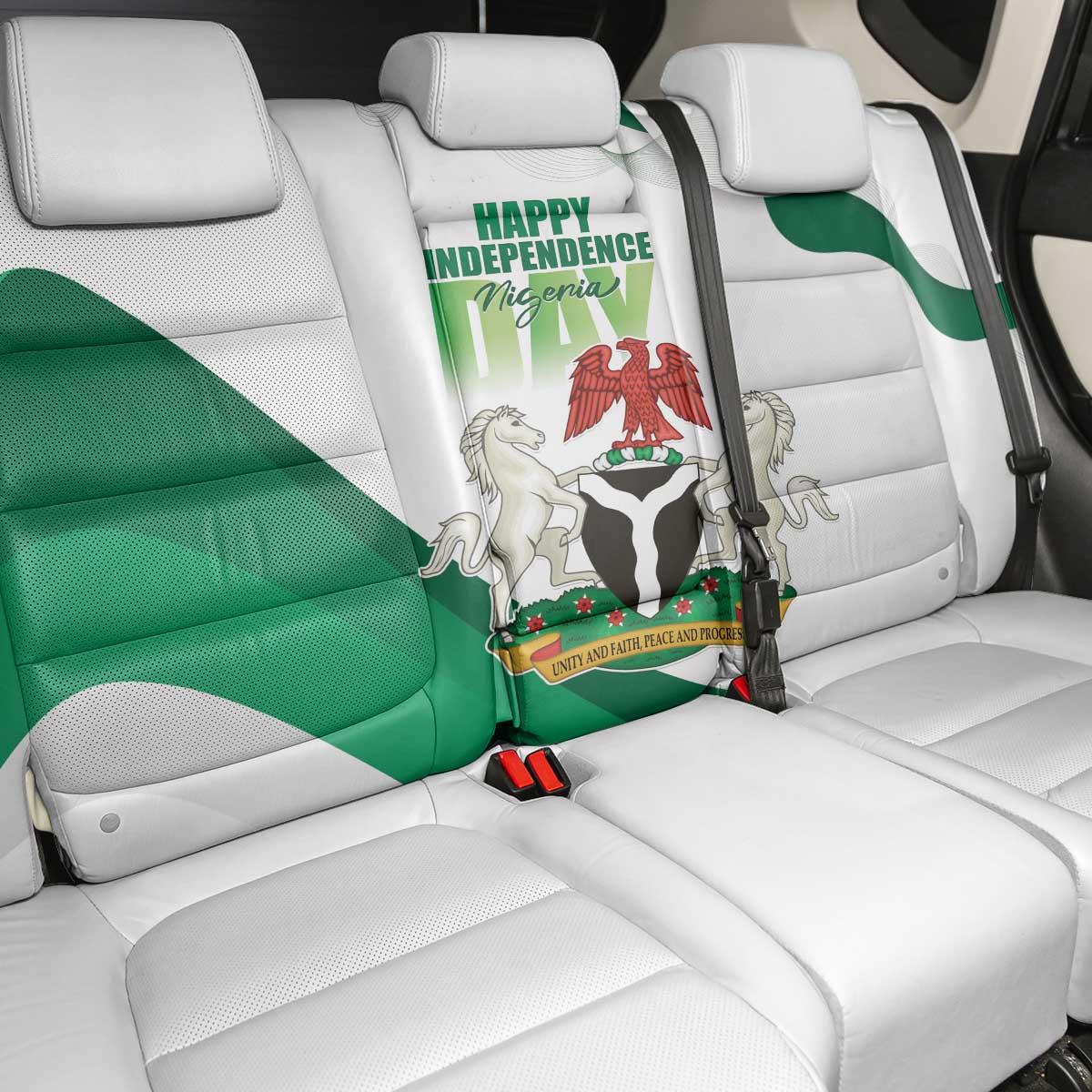 Nigeria Independence Day Back Car Seat Cover Unity and Faith Peace and Progress - Wonder Print Shop
