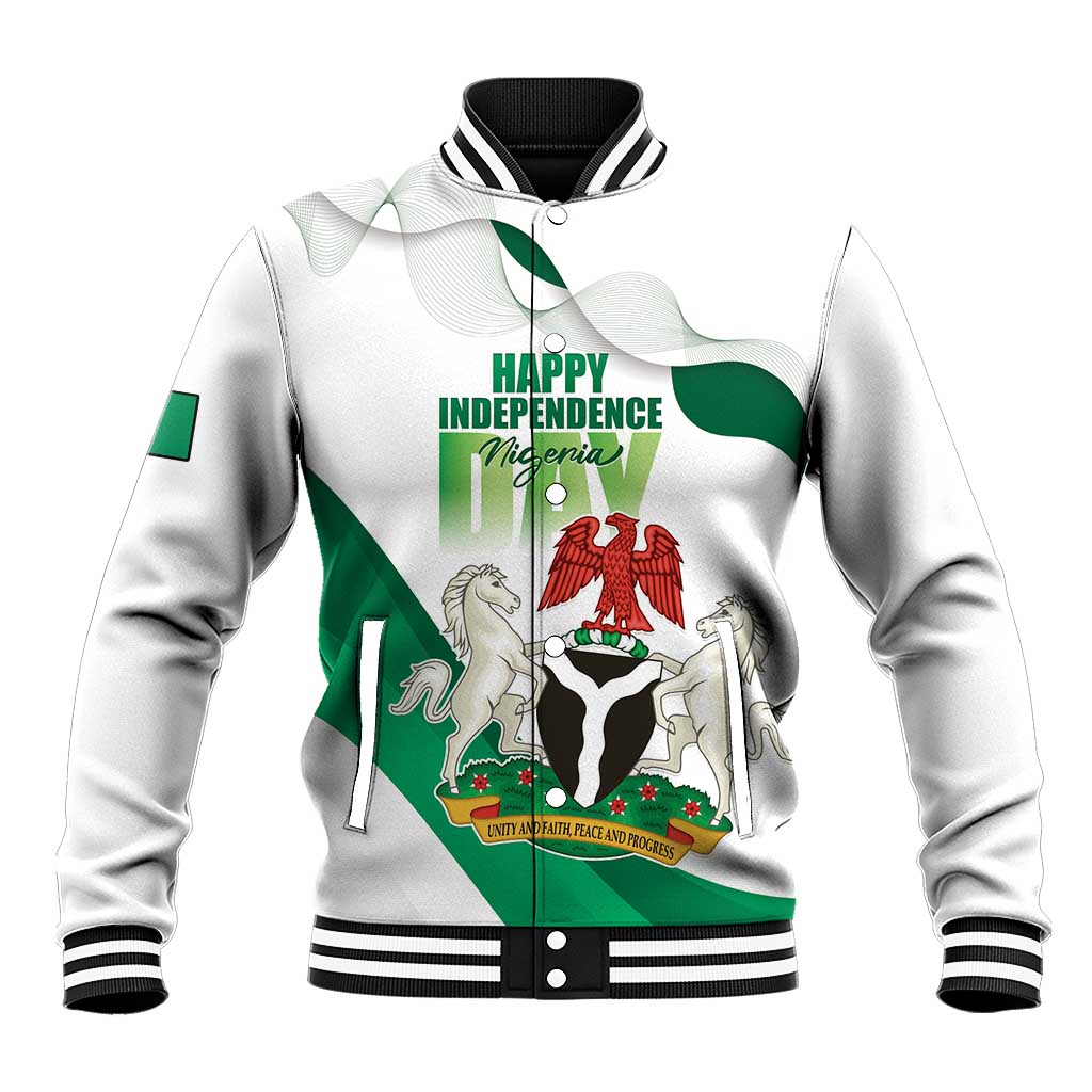 Personalized Nigeria Independence Day Baseball Jacket Unity and Faith Peace and Progress - Wonder Print Shop