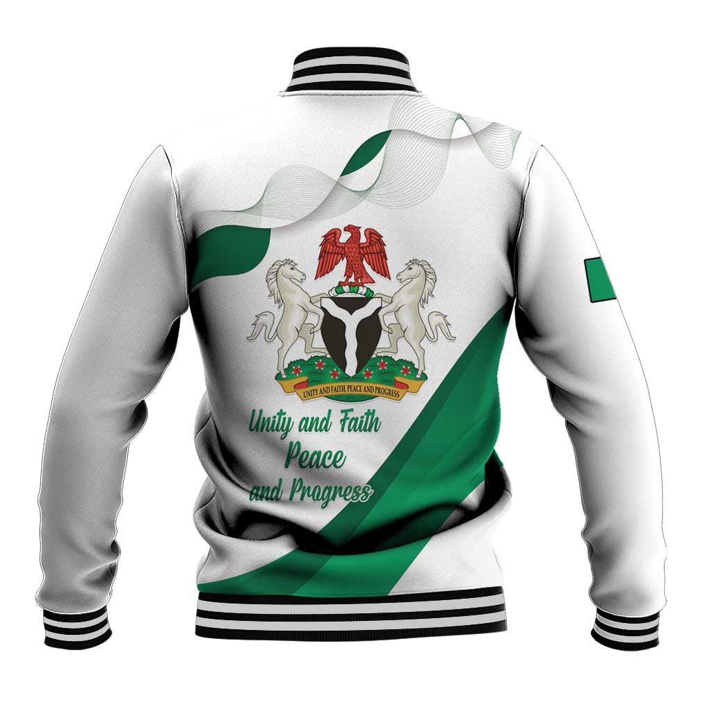 Personalized Nigeria Independence Day Baseball Jacket Unity and Faith Peace and Progress - Wonder Print Shop
