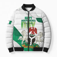 Personalized Nigeria Independence Day Bomber Puffer Jacket Unity and Faith Peace and Progress - Wonder Print Shop