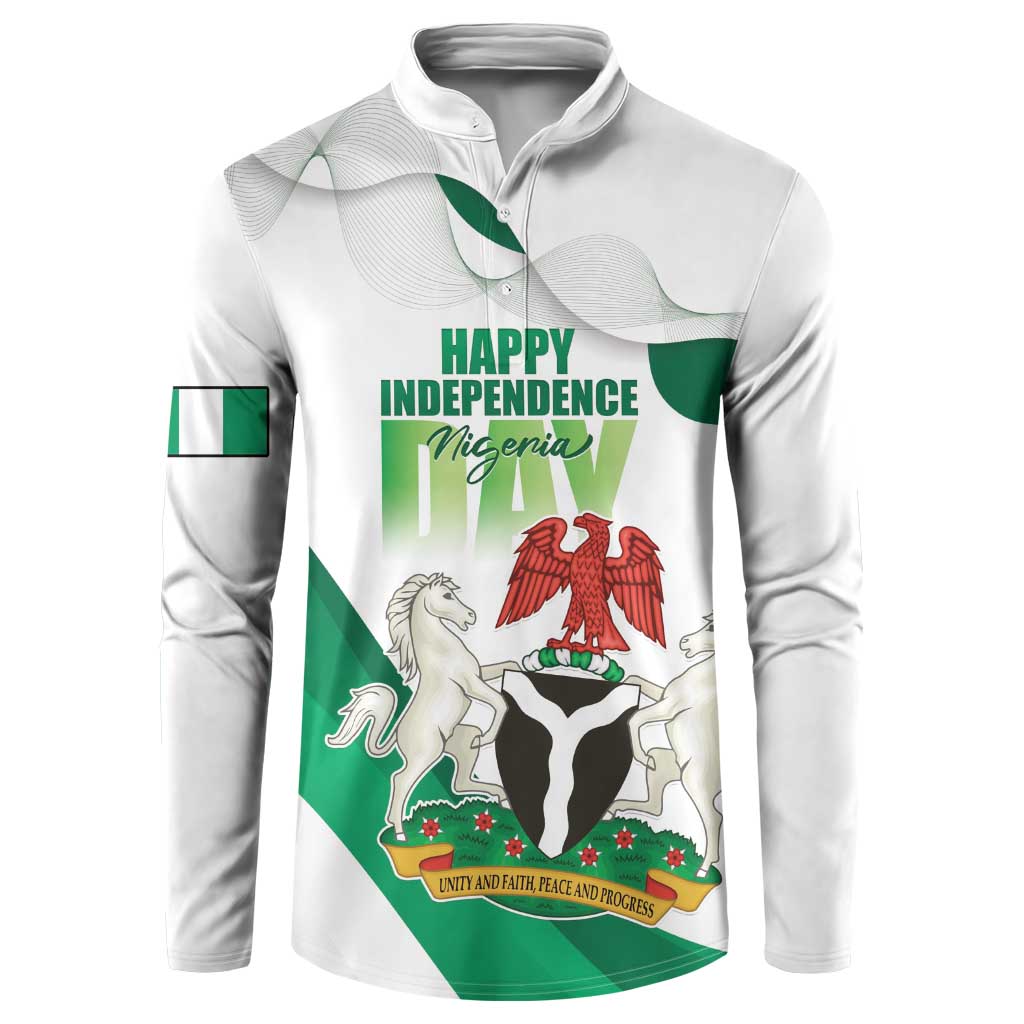 Personalized Nigeria Independence Day Button Sweatshirt Unity and Faith Peace and Progress - Wonder Print Shop