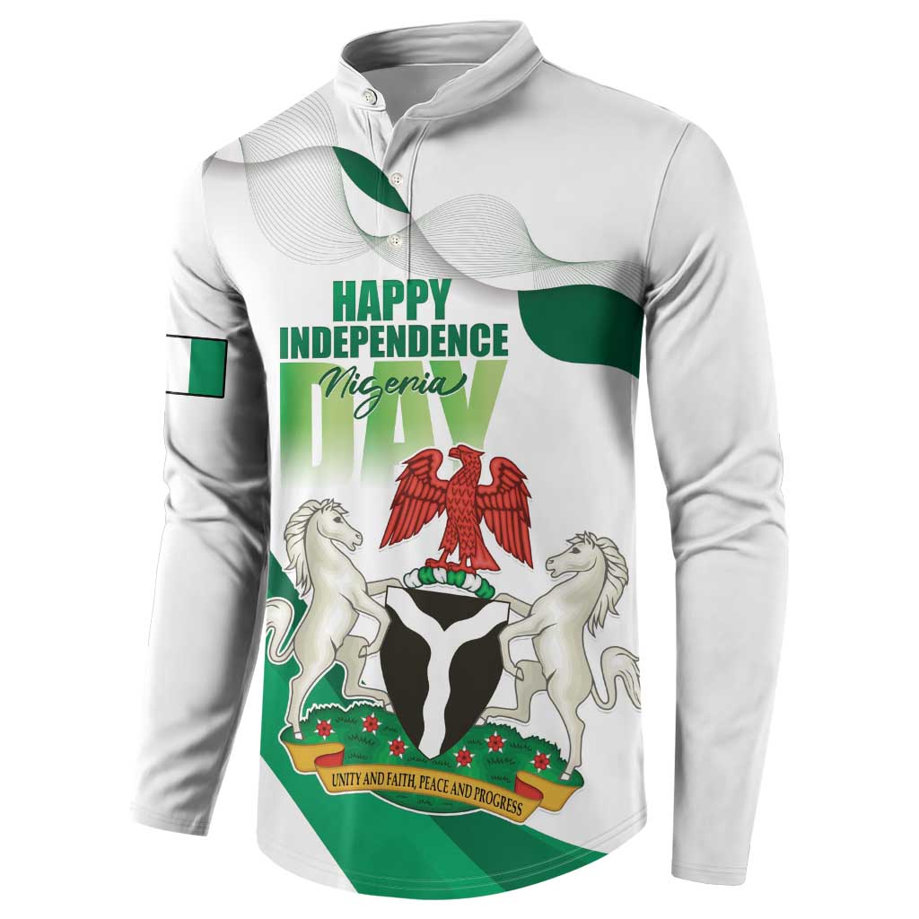 Personalized Nigeria Independence Day Button Sweatshirt Unity and Faith Peace and Progress - Wonder Print Shop