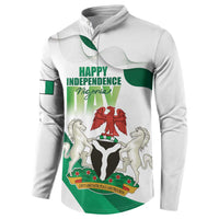 Personalized Nigeria Independence Day Button Sweatshirt Unity and Faith Peace and Progress - Wonder Print Shop
