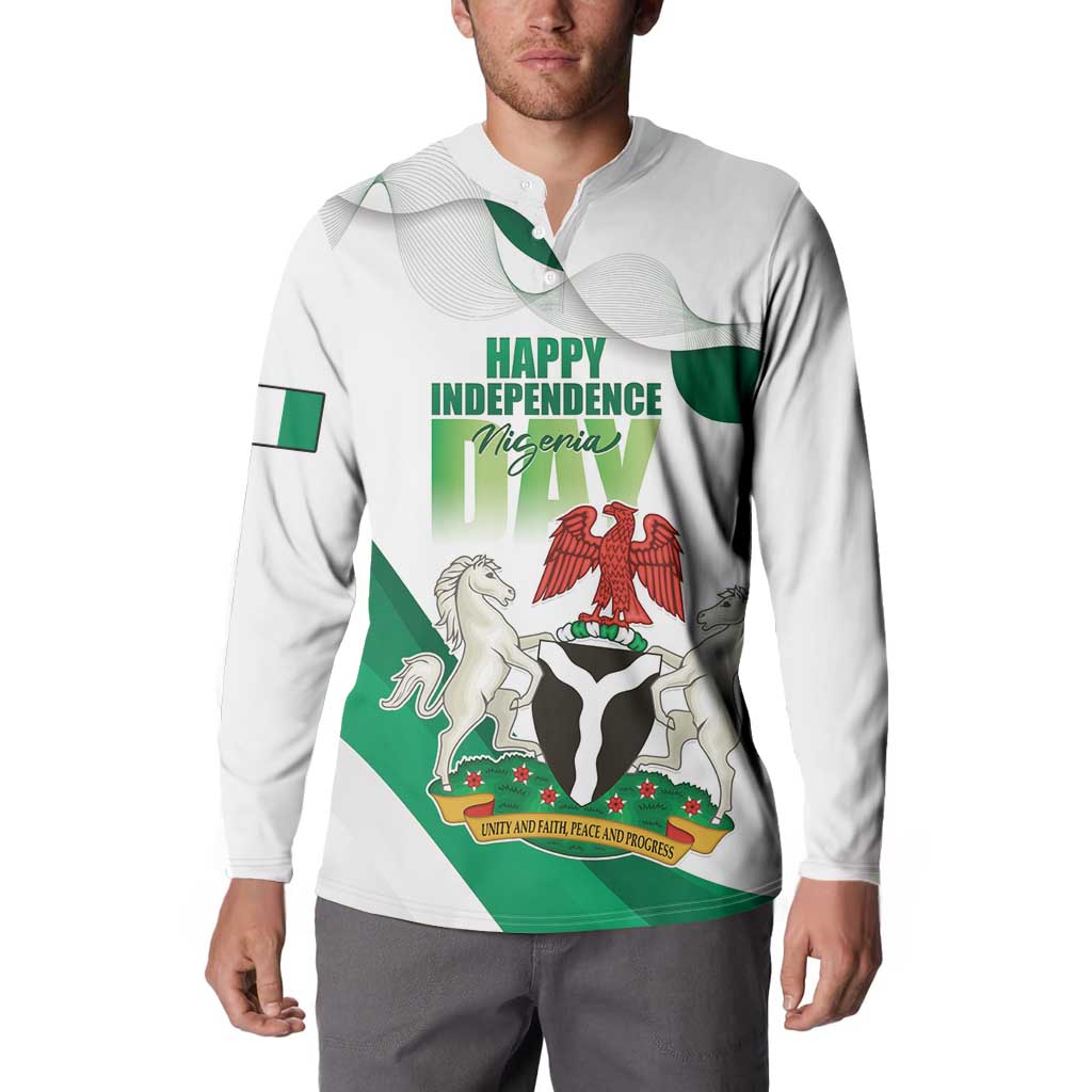 Personalized Nigeria Independence Day Button Sweatshirt Unity and Faith Peace and Progress - Wonder Print Shop