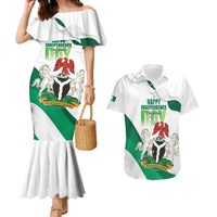 Personalized Nigeria Independence Day Couples Matching Mermaid Dress and Hawaiian Shirt Unity and Faith Peace and Progress - Wonder Print Shop