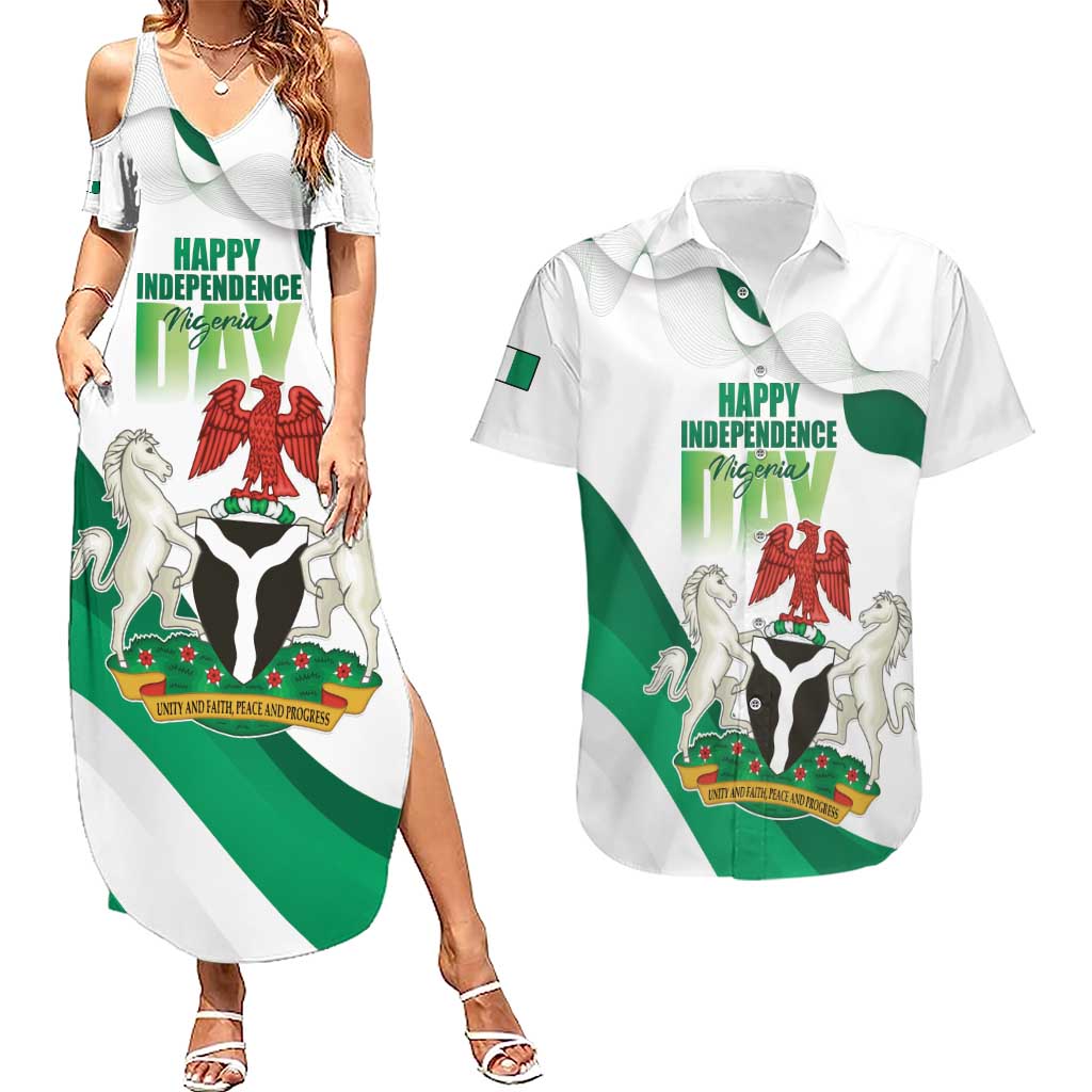 Personalized Nigeria Independence Day Couples Matching Summer Maxi Dress and Hawaiian Shirt Unity and Faith Peace and Progress - Wonder Print Shop