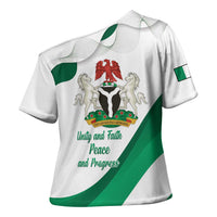 Personalized Nigeria Independence Day Cross Shoulder Shirt Unity and Faith Peace and Progress - Wonder Print Shop