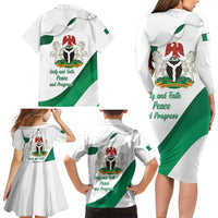 Personalized Nigeria Independence Day Family Matching Long Sleeve Bodycon Dress and Hawaiian Shirt Unity and Faith Peace and Progress - Wonder Print Shop