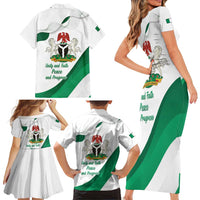 Personalized Nigeria Independence Day Family Matching Short Sleeve Bodycon Dress and Hawaiian Shirt Unity and Faith Peace and Progress - Wonder Print Shop