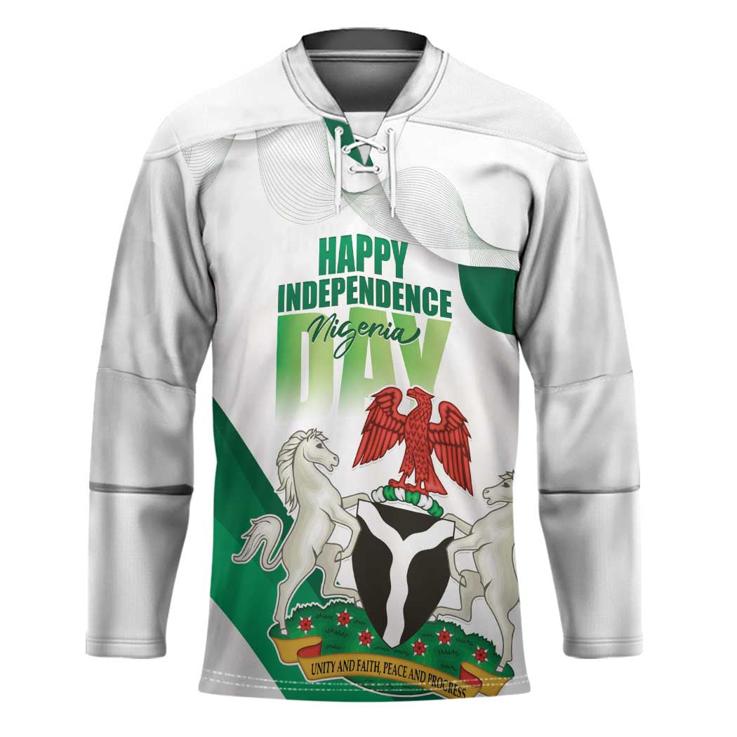 Personalized Nigeria Independence Day Hockey Jersey Unity and Faith Peace and Progress - Wonder Print Shop