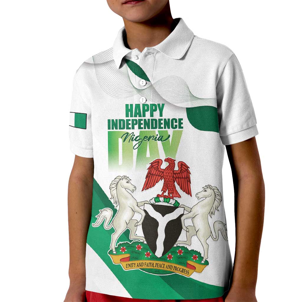 Personalized Nigeria Independence Day Kid Polo Shirt Unity and Faith Peace and Progress - Wonder Print Shop