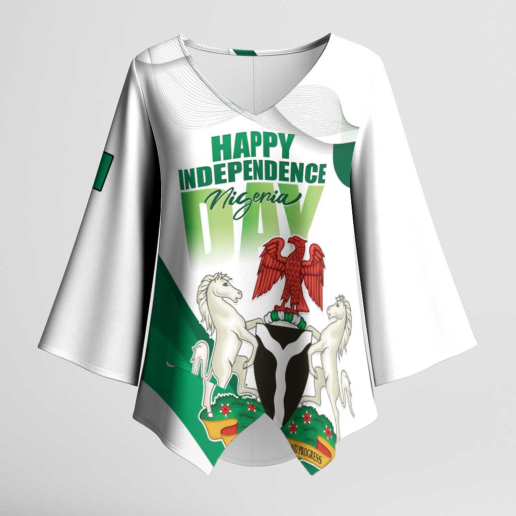 Personalized Nigeria Independence Day Kimono Sleeve Blouse Unity and Faith Peace and Progress - Wonder Print Shop
