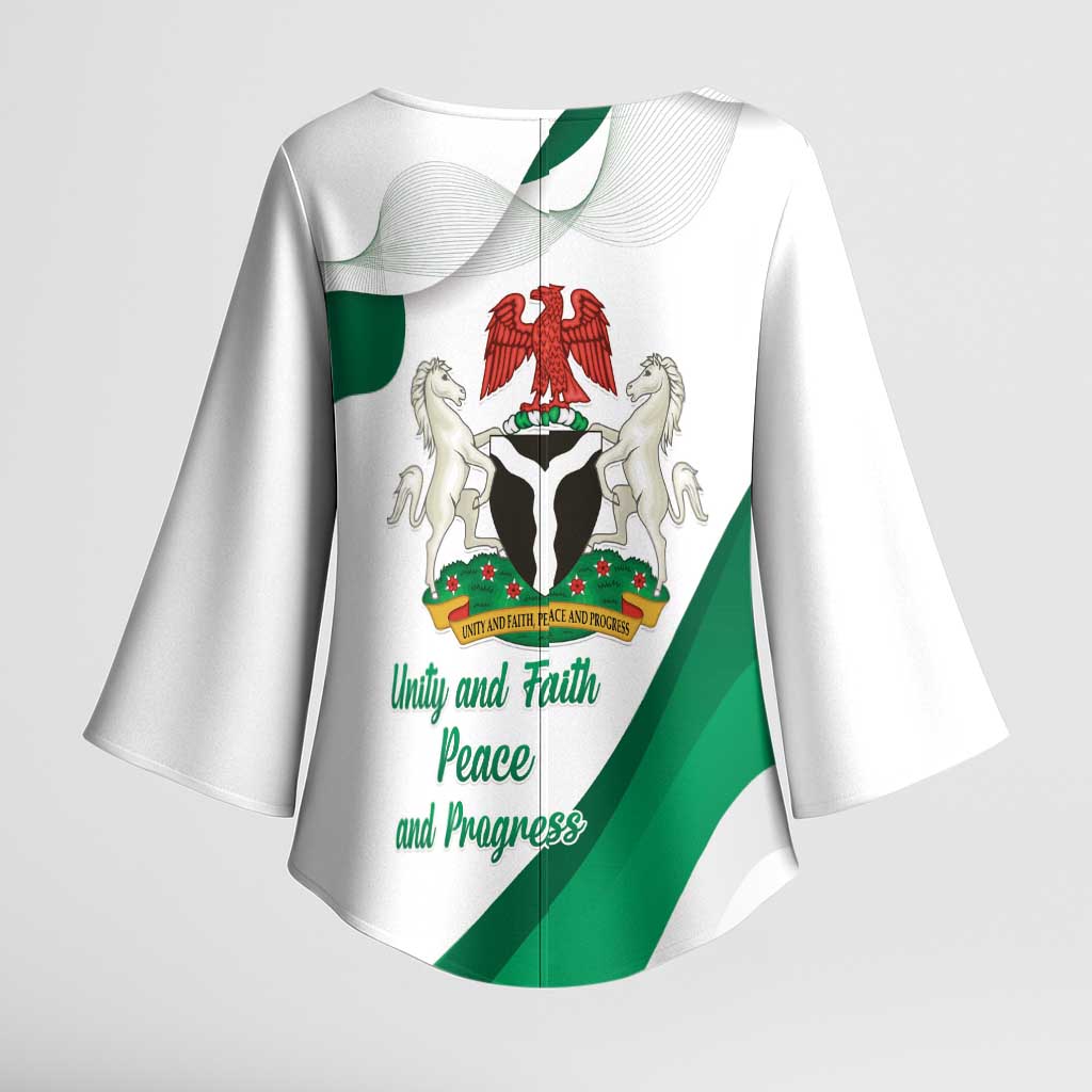 Personalized Nigeria Independence Day Kimono Sleeve Blouse Unity and Faith Peace and Progress - Wonder Print Shop