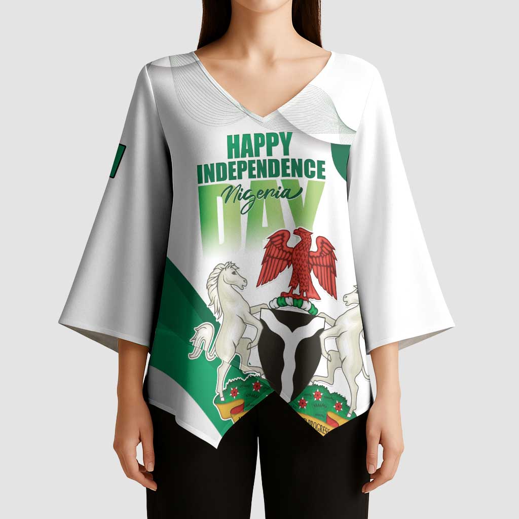 Personalized Nigeria Independence Day Kimono Sleeve Blouse Unity and Faith Peace and Progress - Wonder Print Shop