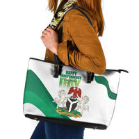 Nigeria Independence Day Leather Tote Bag Unity and Faith Peace and Progress - Wonder Print Shop