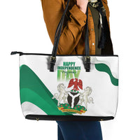 Nigeria Independence Day Leather Tote Bag Unity and Faith Peace and Progress - Wonder Print Shop