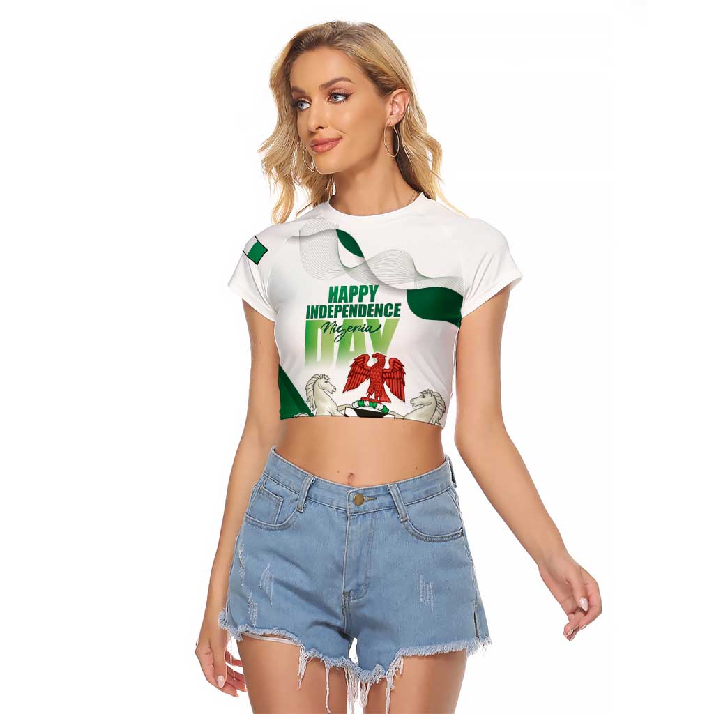 Personalized Nigeria Independence Day Raglan Cropped T Shirt Unity and Faith Peace and Progress - Wonder Print Shop