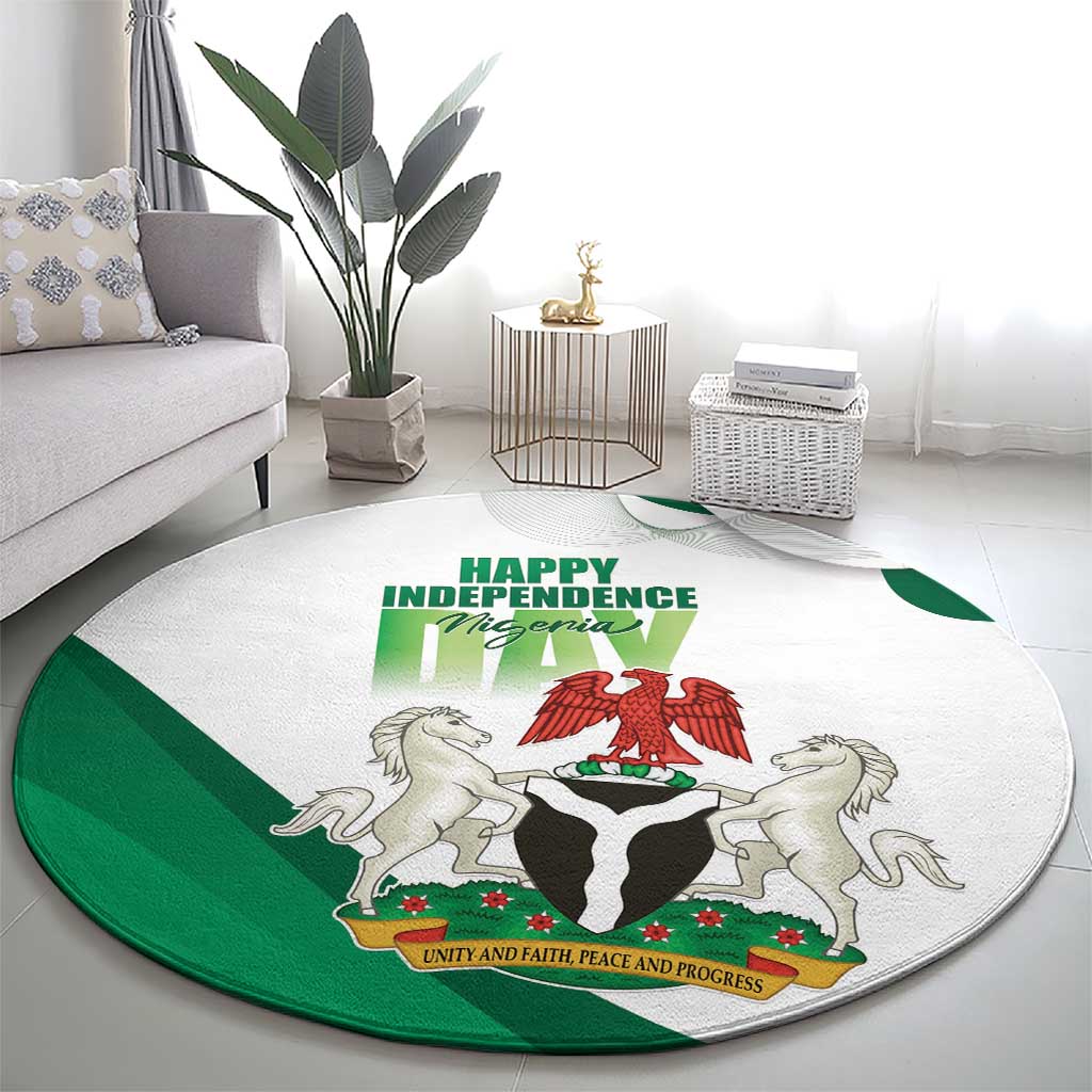 Nigeria Independence Day Round Carpet Unity and Faith Peace and Progress - Wonder Print Shop