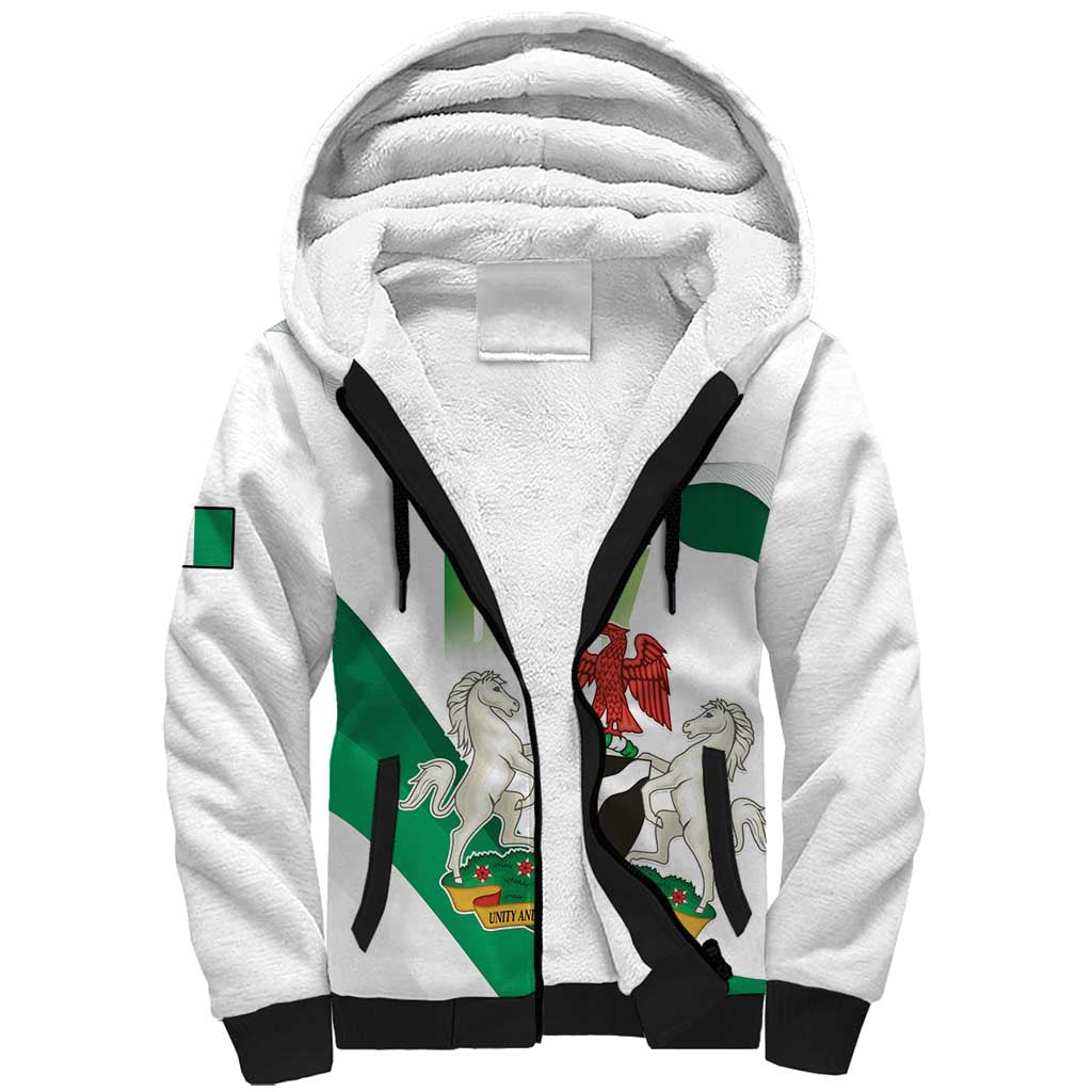 Personalized Nigeria Independence Day Sherpa Hoodie Unity and Faith Peace and Progress - Wonder Print Shop