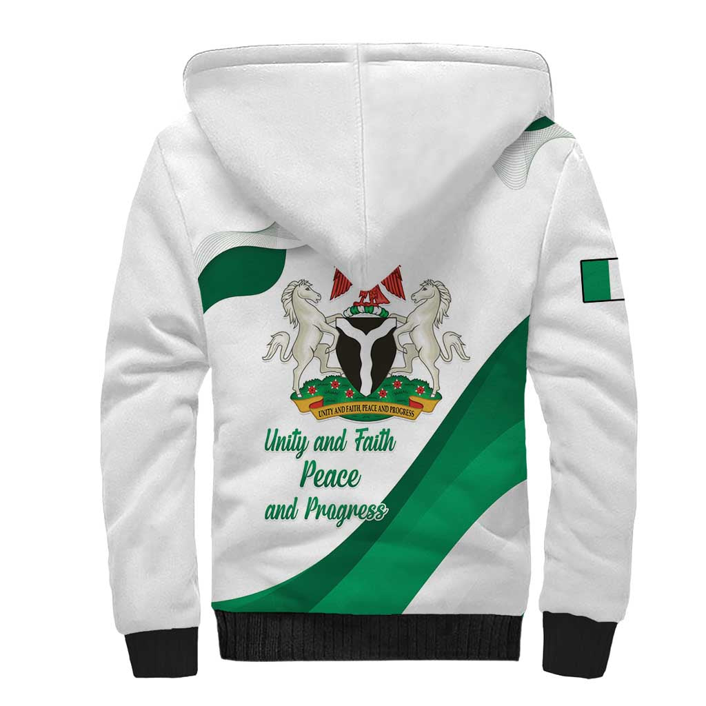 Personalized Nigeria Independence Day Sherpa Hoodie Unity and Faith Peace and Progress - Wonder Print Shop