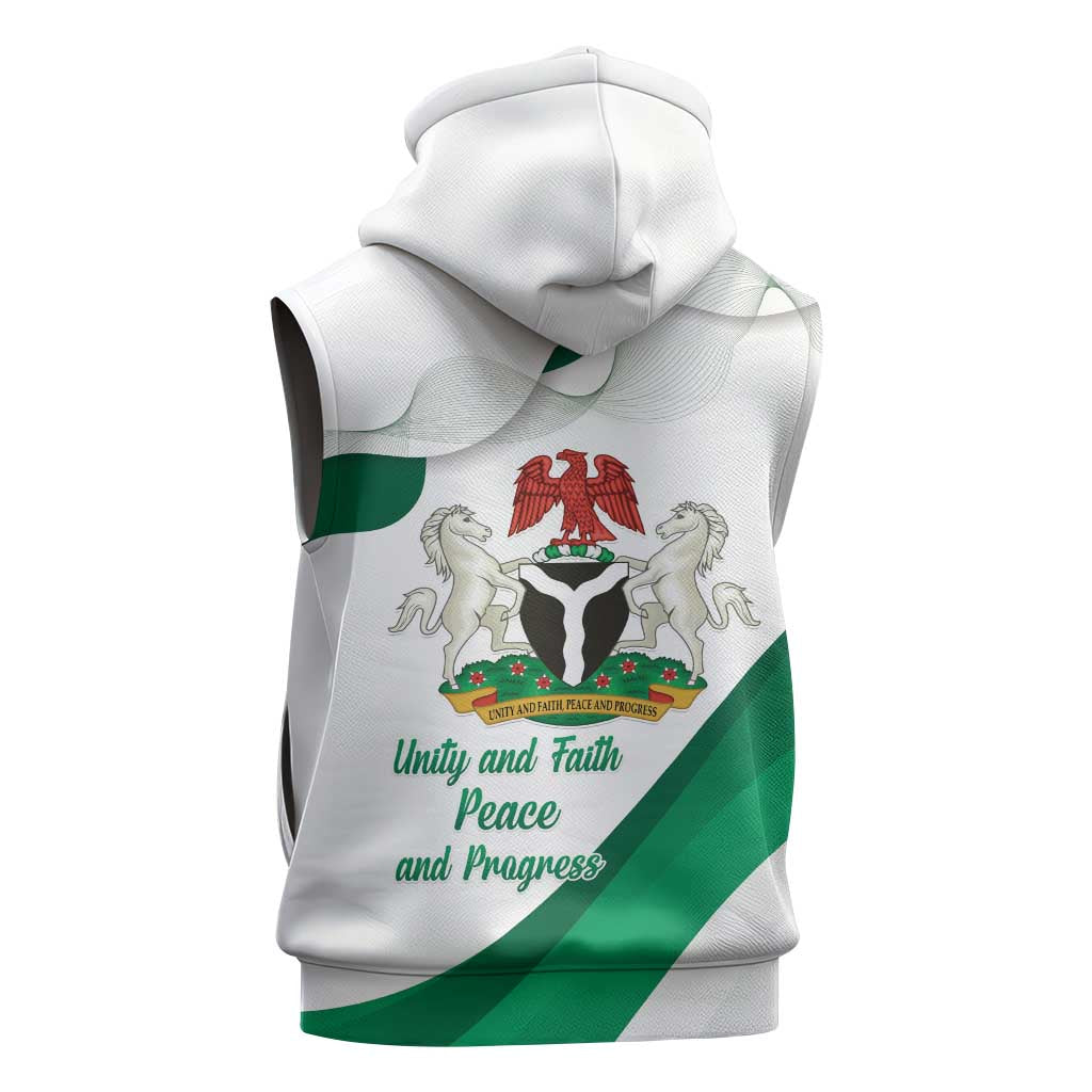 Personalized Nigeria Independence Day Sleeveless Hoodie Unity and Faith Peace and Progress - Wonder Print Shop