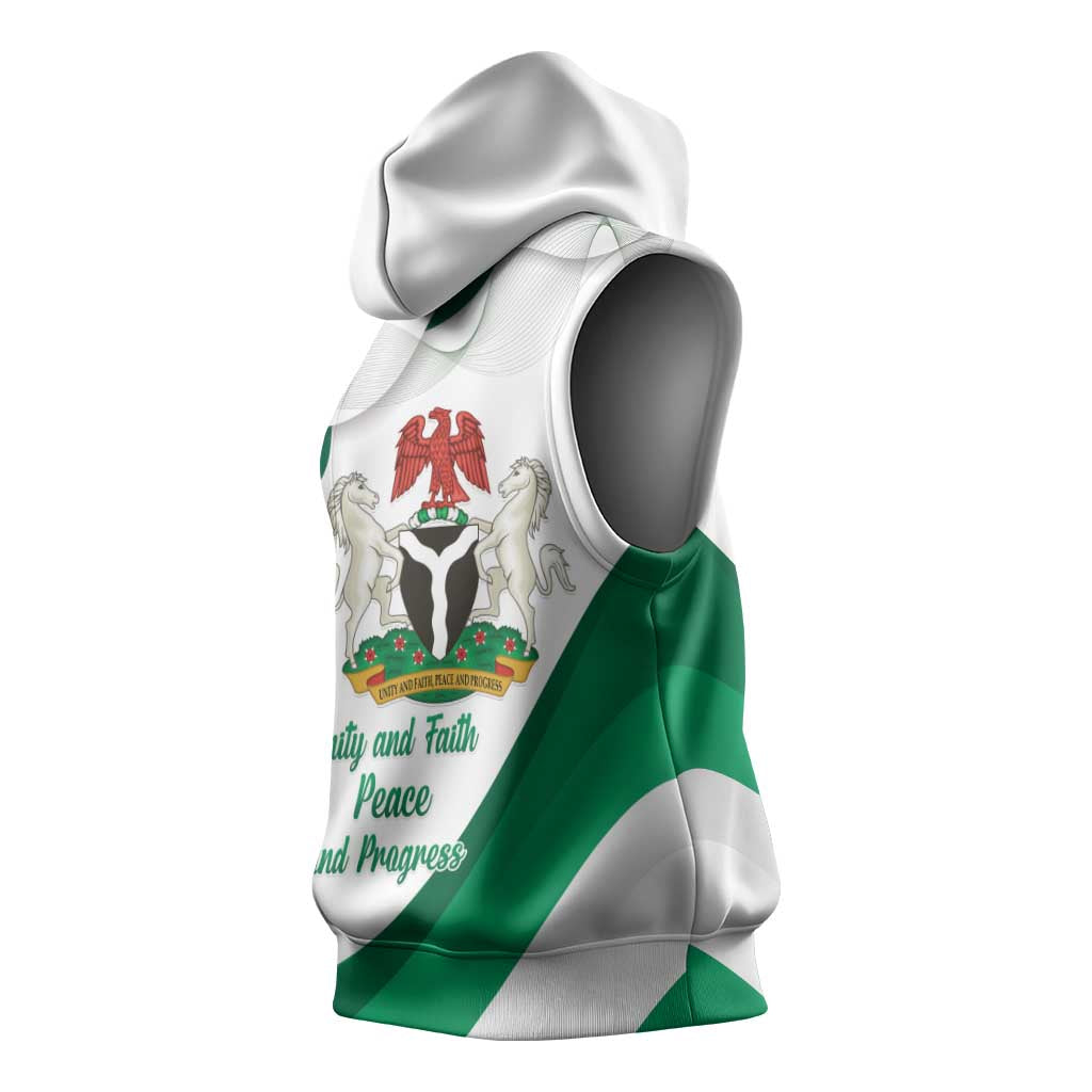 Personalized Nigeria Independence Day Sleeveless Hoodie Unity and Faith Peace and Progress - Wonder Print Shop