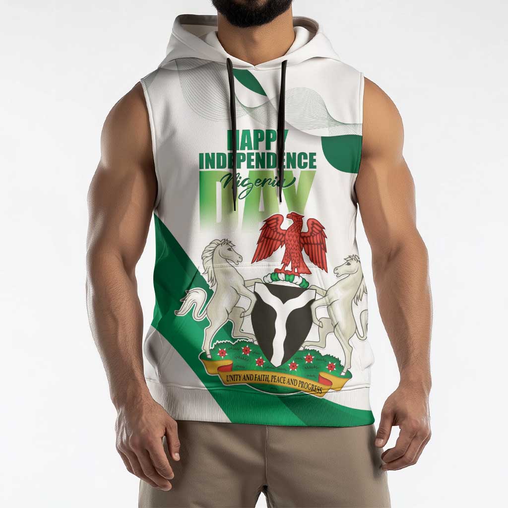 Personalized Nigeria Independence Day Sleeveless Hoodie Unity and Faith Peace and Progress - Wonder Print Shop