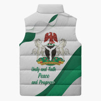 Personalized Nigeria Independence Day Sleeveless Puffer Jacket Unity and Faith Peace and Progress - Wonder Print Shop