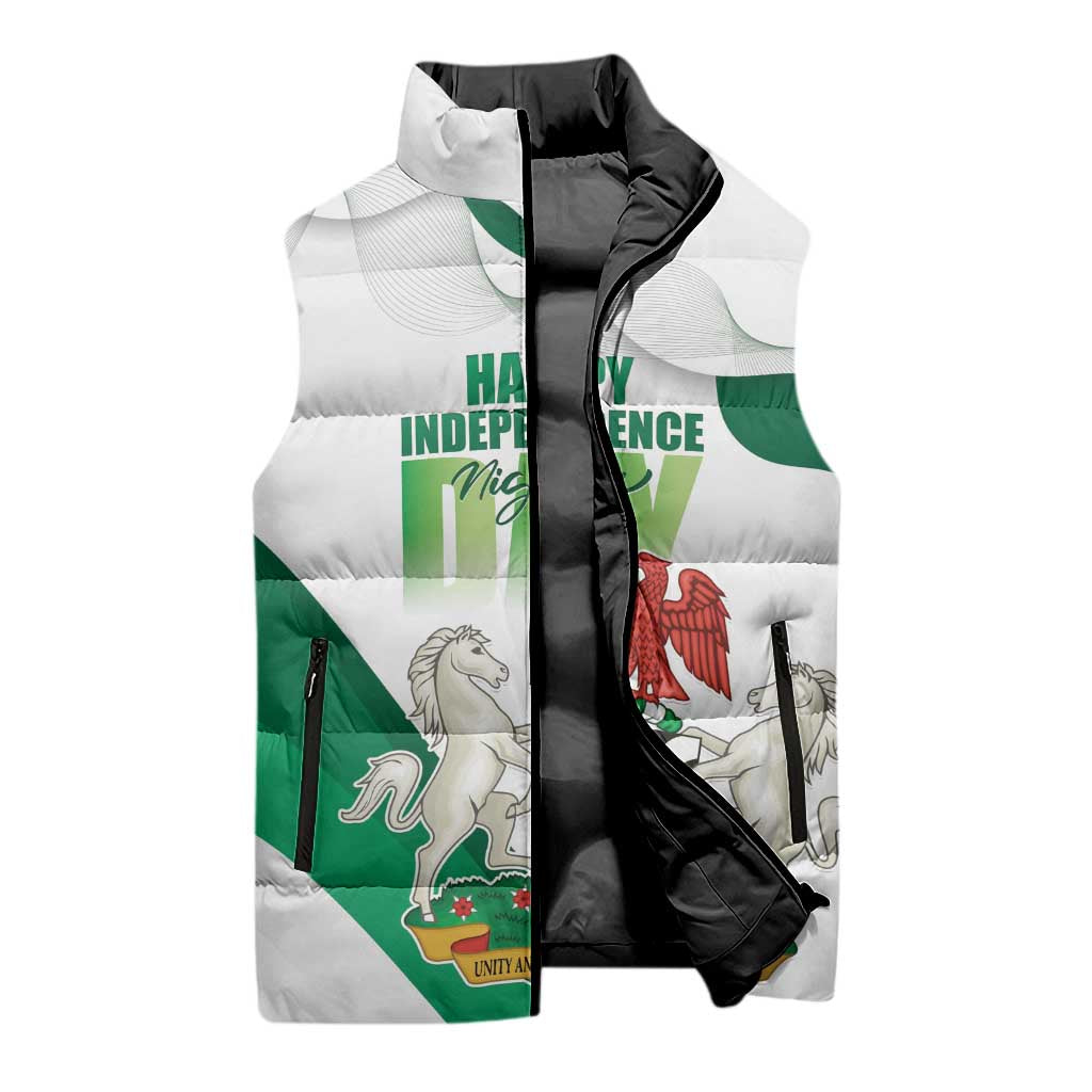 Personalized Nigeria Independence Day Sleeveless Puffer Jacket Unity and Faith Peace and Progress - Wonder Print Shop