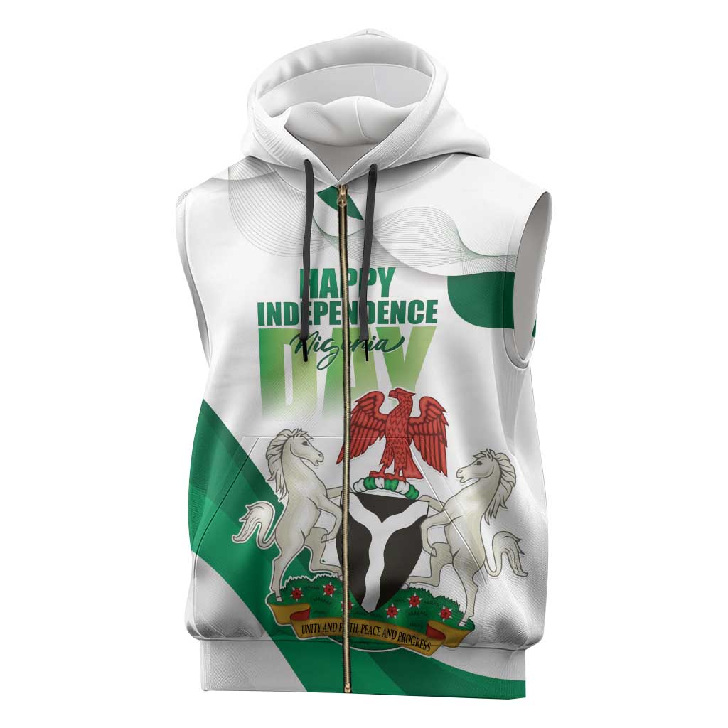 Personalized Nigeria Independence Day Sleeveless Zip Hoodie Unity and Faith Peace and Progress - Wonder Print Shop