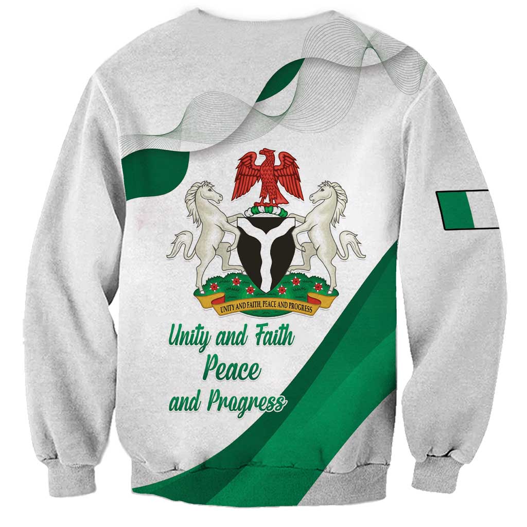 Personalized Nigeria Independence Day Sweatshirt Unity and Faith Peace and Progress - Wonder Print Shop
