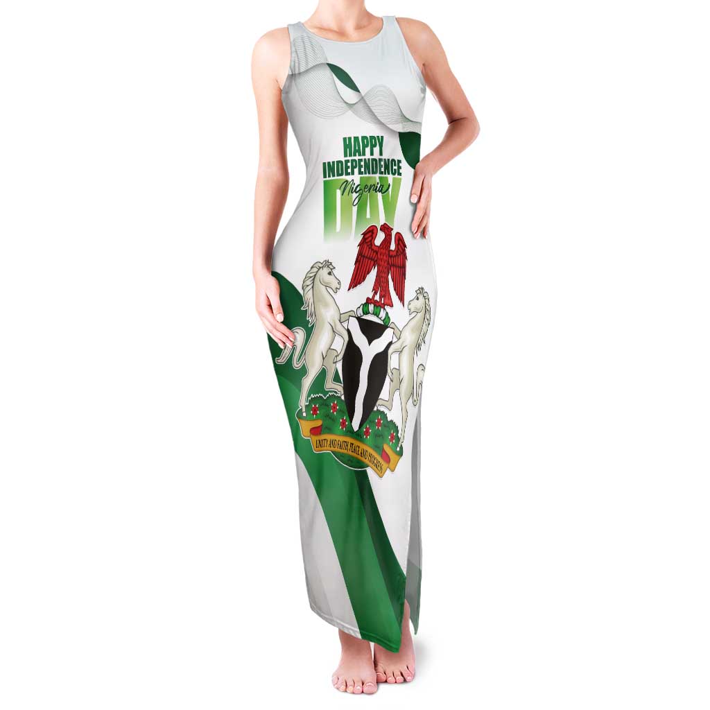 Personalized Nigeria Independence Day Tank Maxi Dress Unity and Faith Peace and Progress - Wonder Print Shop