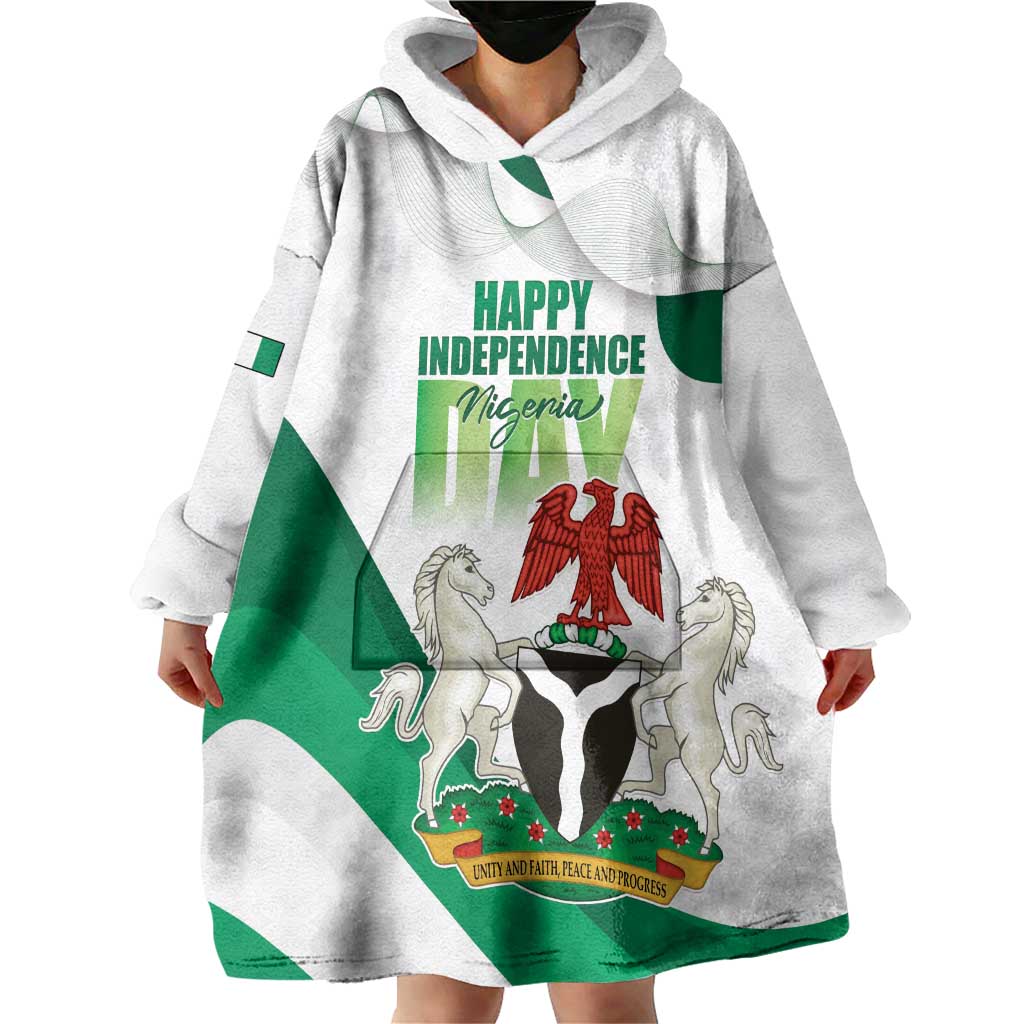 Personalized Nigeria Independence Day Wearable Blanket Hoodie Unity and Faith Peace and Progress - Wonder Print Shop