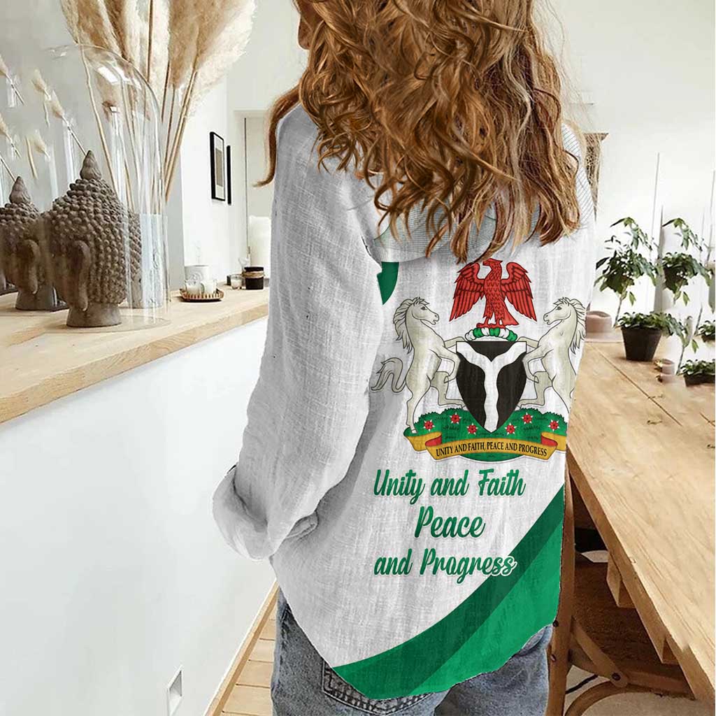 Personalized Nigeria Independence Day Women Casual Shirt Unity and Faith Peace and Progress - Wonder Print Shop