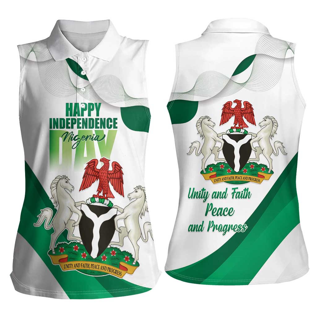 Personalized Nigeria Independence Day Women Sleeveless Polo Shirt Unity and Faith Peace and Progress - Wonder Print Shop
