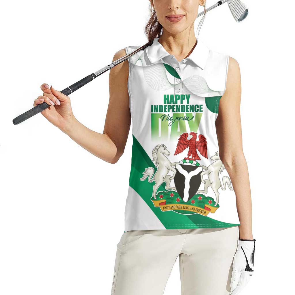 Personalized Nigeria Independence Day Women Sleeveless Polo Shirt Unity and Faith Peace and Progress - Wonder Print Shop