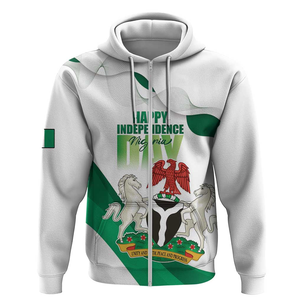 Personalized Nigeria Independence Day Zip Hoodie Unity and Faith Peace and Progress - Wonder Print Shop