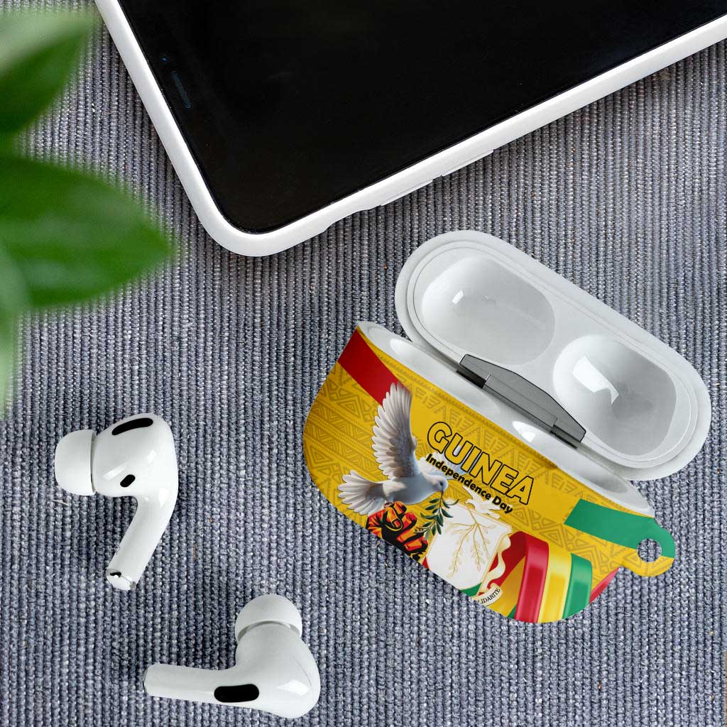 Guinea Independence Day AirPods Case Coat Of Arms With African Pattern - Wonder Print Shop