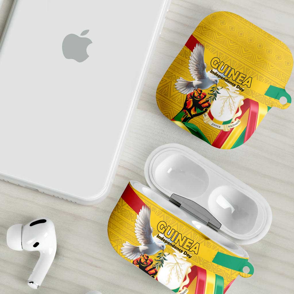 Guinea Independence Day AirPods Case Coat Of Arms With African Pattern - Wonder Print Shop