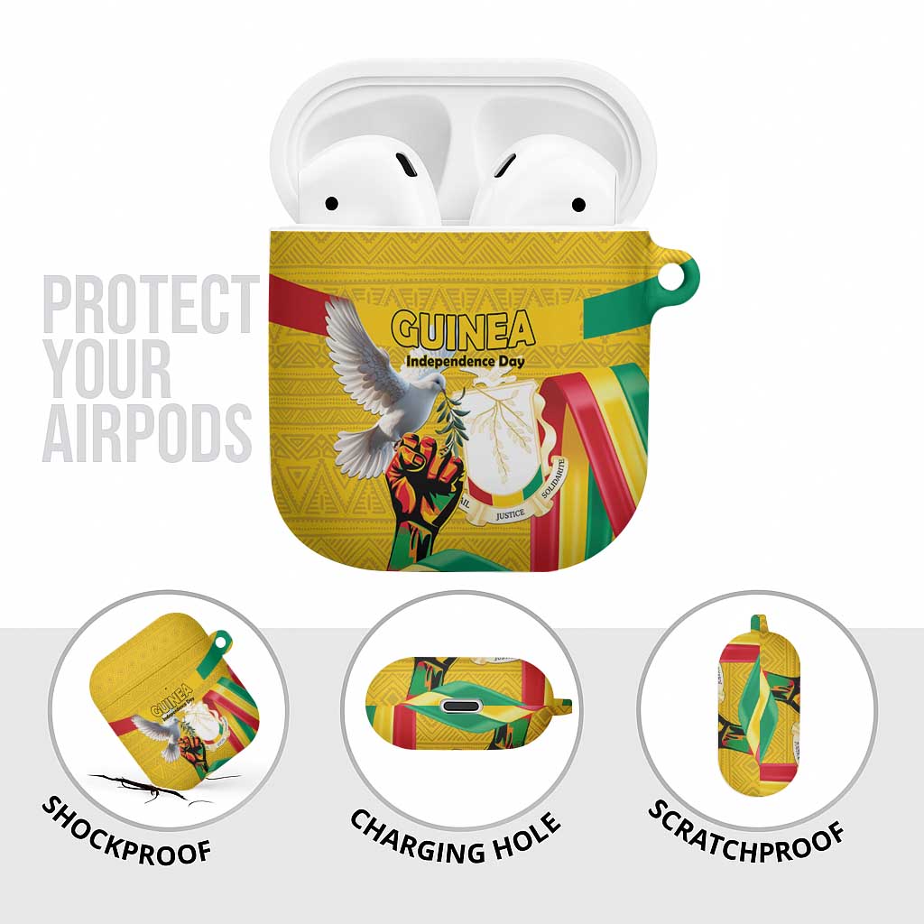 Guinea Independence Day AirPods Case Coat Of Arms With African Pattern - Wonder Print Shop