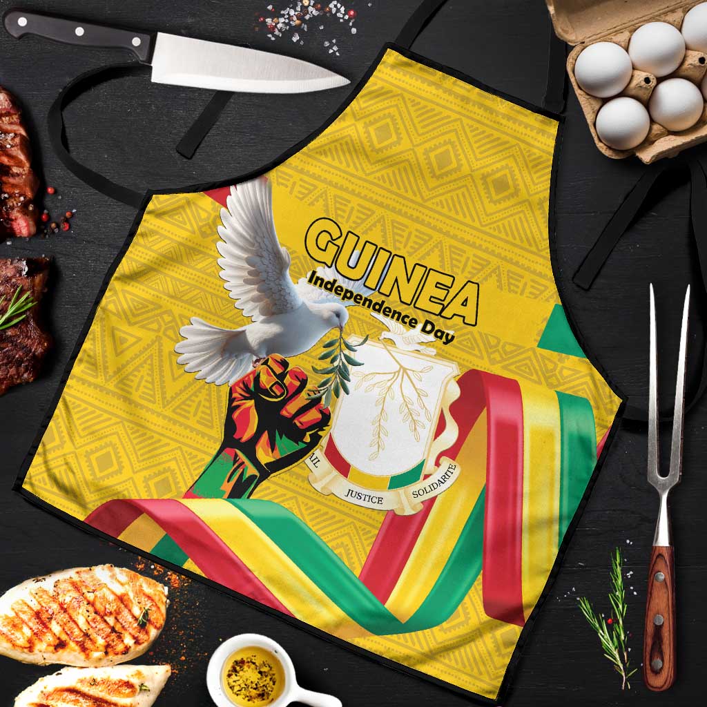 Guinea Independence Day Apron Coat Of Arms With African Pattern - Wonder Print Shop