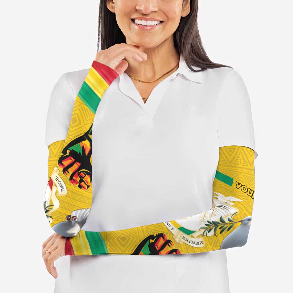 Guinea Independence Day Arm Sleeves Coat Of Arms With African Pattern - Wonder Print Shop