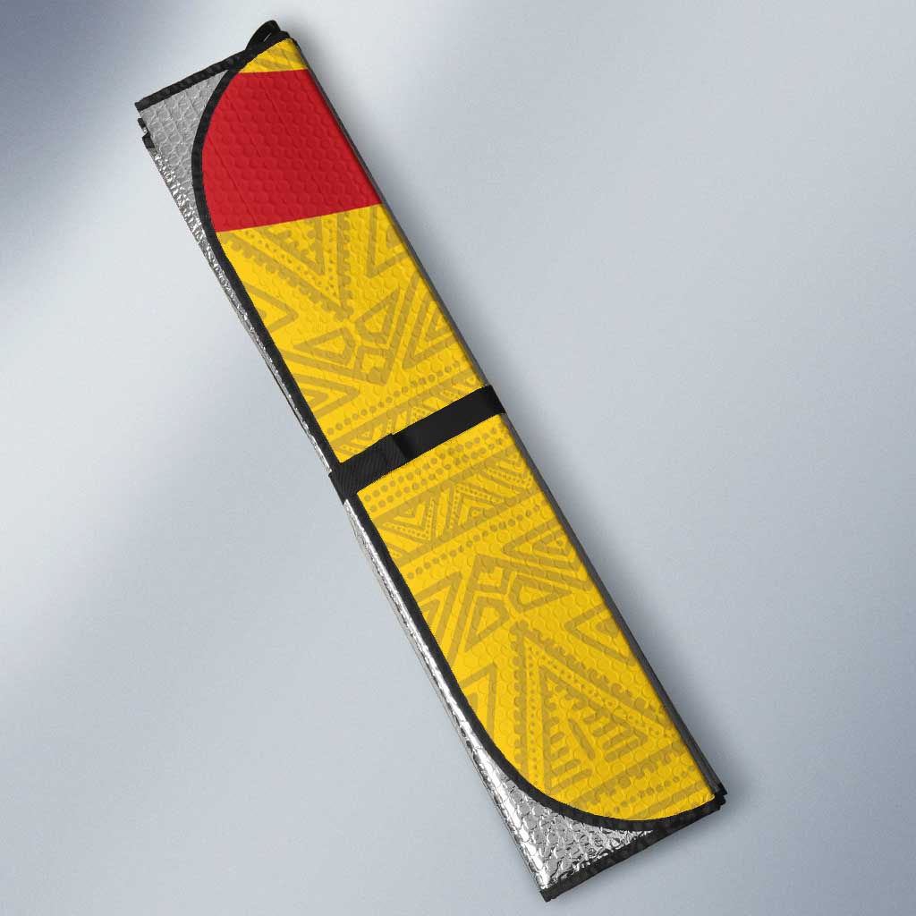 Guinea Independence Day Auto Sun Shade Coat Of Arms With African Pattern - Wonder Print Shop